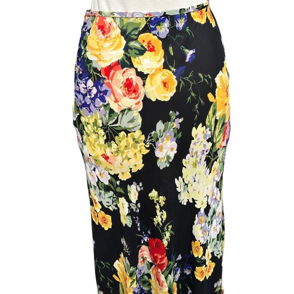 Vintage Y2K Ellen Tracy Silk Floral Maxi Skirt Size 2 Whimsygoth Cottage fairy - Picture 5 of 12